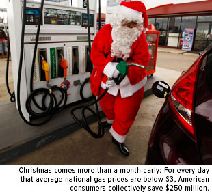 santa pumping gas