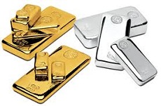 silver and gold bars