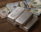 silver bars and money